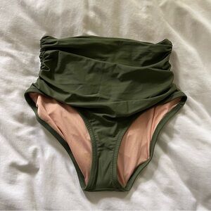 NWT J. Crew High Waist Ruched Bikini Bottom in Moss Green